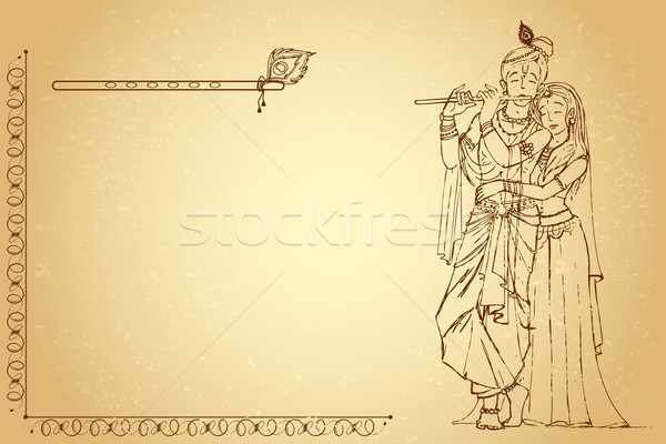 Krishna papel ilustração deusa antigo amor Foto stock © vectomart