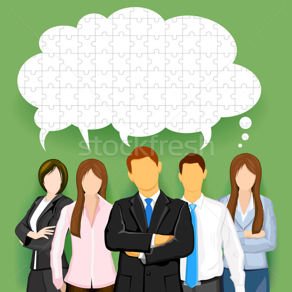 Stockfoto: Business · team · onzeker · chatten · bubble · illustratie · stukken