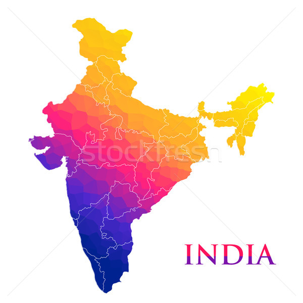 Detailed map of India, Asia with all states and country boundary Stock photo © vectomart