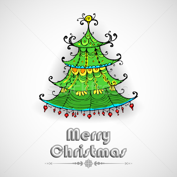 Decorated Pine Tree on Christmas card Stock photo © vectomart