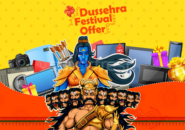 Lord Rama and Ravana for Happy Dussehra sale promotion Stock photo © vectomart