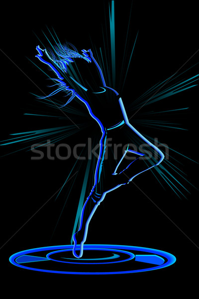 [[stock_photo]]: Techno · danse · illustration · dame · danse · style