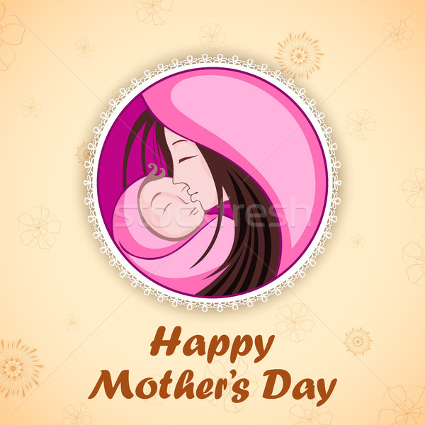 Boldog anyák napját illusztráció anya átkarol gyermek anyák Stock fotó © vectomart