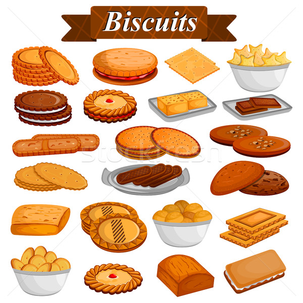 Set of yummy assorted Cookies and Biscuit Food dessert Stock photo © vectomart