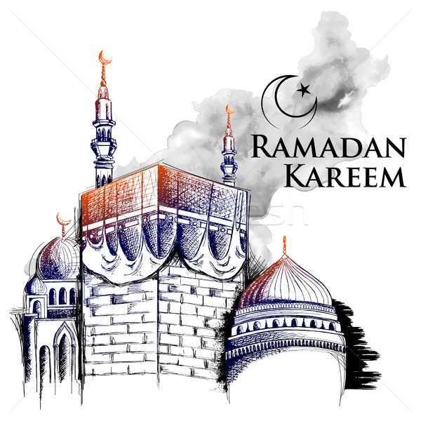 For ramadan kareem with sketch Royalty Free Vector Image