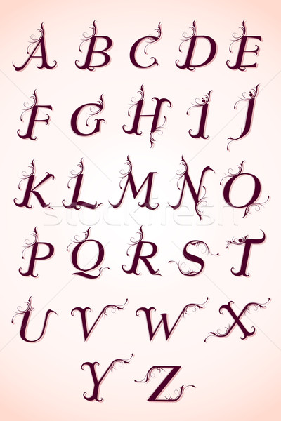 Zestaw kaligrafia alfabet ilustracja projektu tle Zdjęcia stock © vectomart