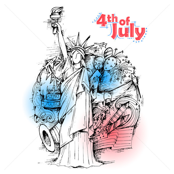 Gün Amerika örnek heykel özgürlük Stok fotoğraf © vectomart