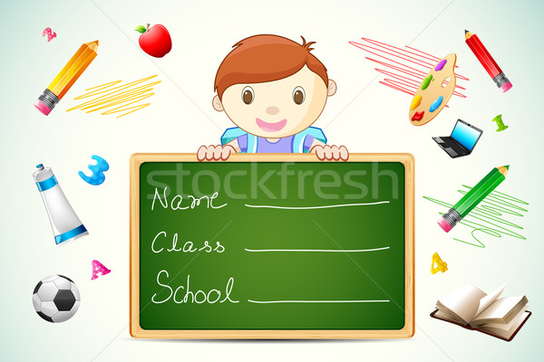 Jongen schoolbord illustratie schooljongen onderwijs item Stockfoto © vectomart