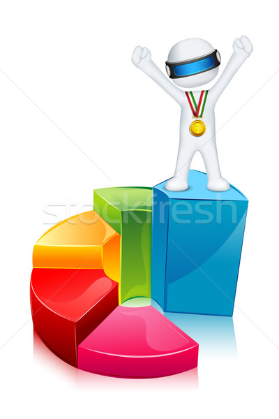 3d Man on Bar Graph Stock photo © vectomart