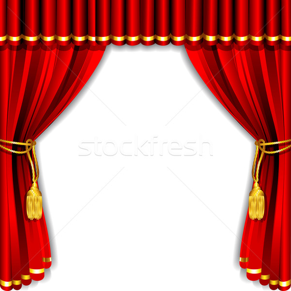 Etapa cortina ilustração seda branco fundo Foto stock © vectomart