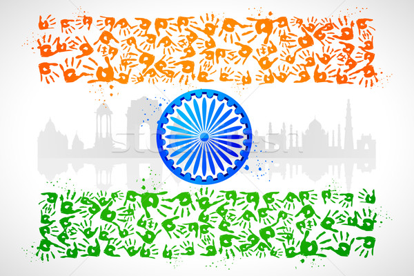 Inde illustration main imprimer indian [[stock_photo]] © vectomart