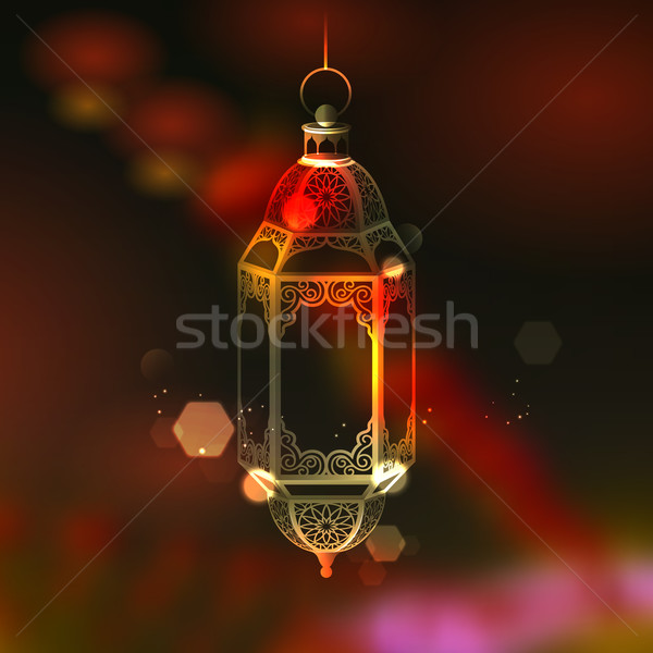 Ramadan Kareem (Generous Ramadan) greeting with illuminated lamp Stock photo © vectomart