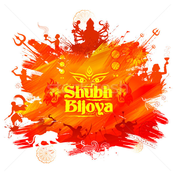 Goddess Durga in Subho Bijoya Happy Dussehra background Stock photo © vectomart