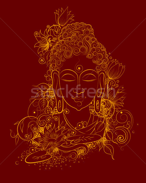 Lord Buddha in meditation for Buddhist festival of Happy Buddha Purnima Vesak Stock photo © vectomart