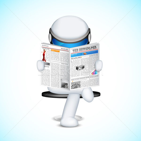 Mężczyzna 3d skalowalne wektora czytania gazety tle Zdjęcia stock © vectomart