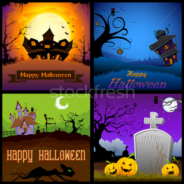 Happy Halloween Poster Stock photo © vectomart