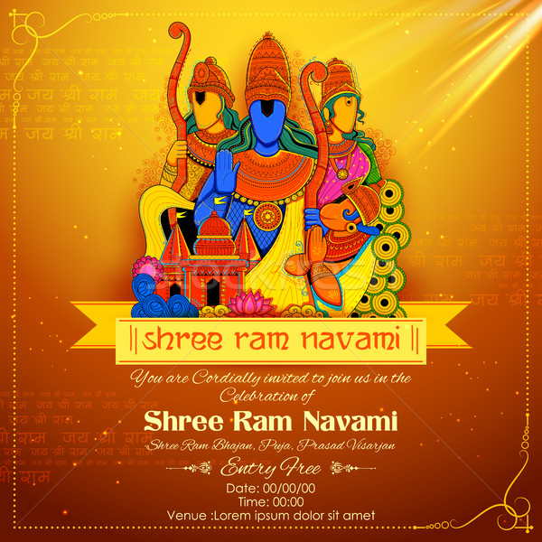 Lord Ram, Sita, Laxmana, Hanuman and Ravana in Ram Navami Stock photo © vectomart