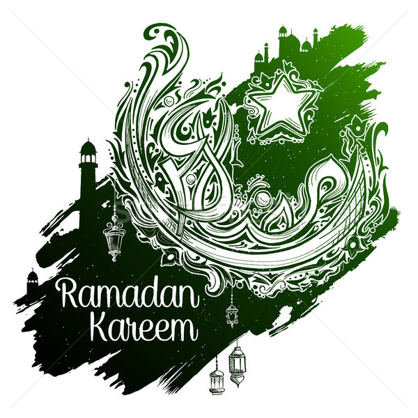 Ramadan Kareem Generous Ramadan greetings in Arabic freehand calligraphy Stock photo © vectomart