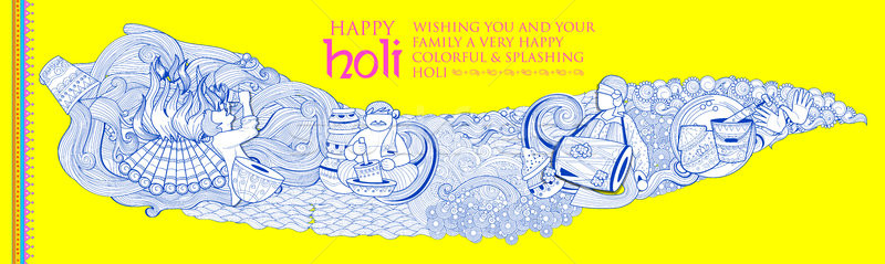 Happy Holi Doodle Background for Festival of Colors celebration greetings Stock photo © vectomart