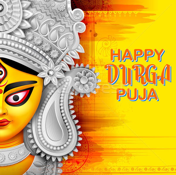 Goddess Durga Face in Happy Durga Puja Subh Navratri background Stock photo © vectomart