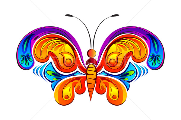 Colorat fluture ilustrare stil retro vară animal Imagine de stoc © vectomart
