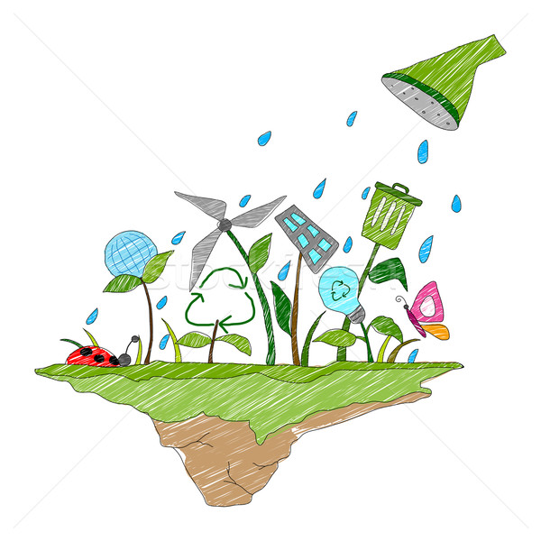 Dia da terra ilustração saudável futuro primavera grama Foto stock © vectomart