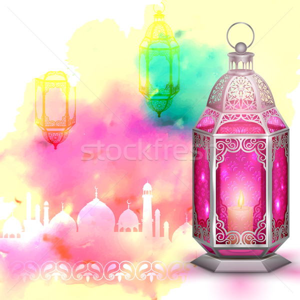 Ramadan generoso illustrazione saluto lampada Foto d'archivio © vectomart