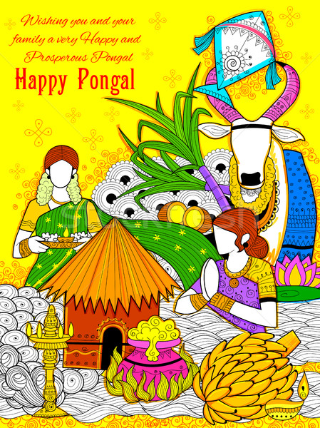 Happy Pongal greeting background Stock photo © vectomart