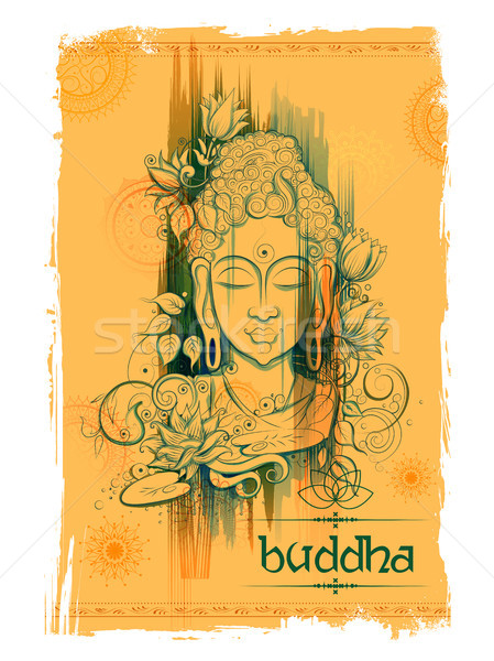 Buddha meditáció buddhista fesztivál boldog illusztráció Stock fotó © vectomart