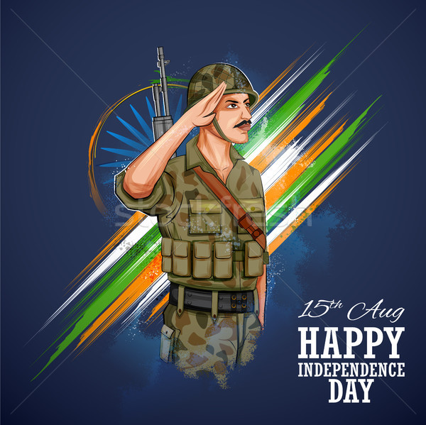 Indian Army soilder saluting flag of India with pride Stock photo © vectomart