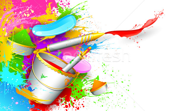 Holi Background with bucket of color Stock photo © vectomart
