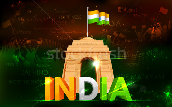 Stockfoto: Indië · poort · driekleur · vlag · illustratie · abstract