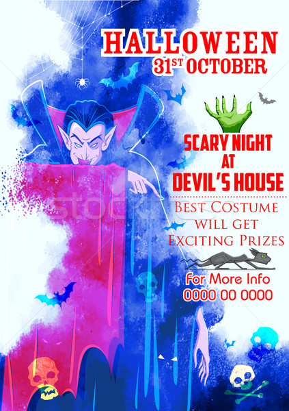 Scary dracula halloween noc ilustracja strony Zdjęcia stock © vectomart