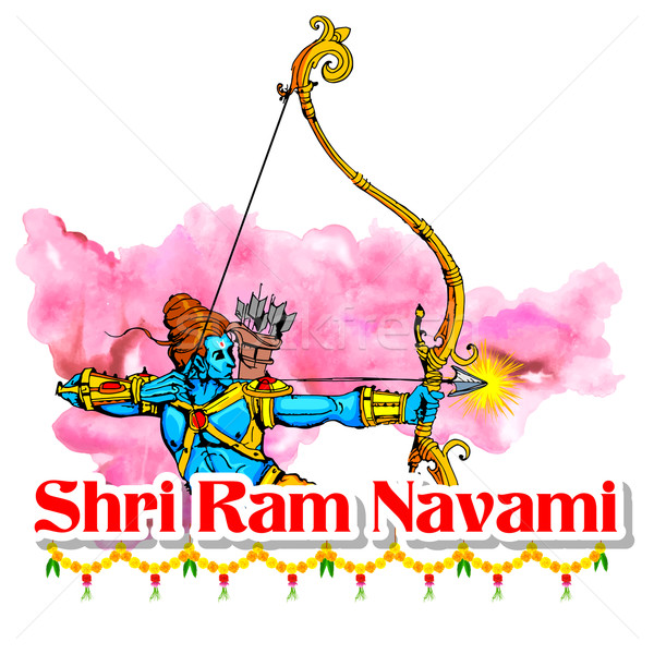 Stock photo: Lord Rama with bow arrow in Ram Navami
