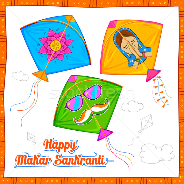 Makar Sankranti wallpaper with colorful kite Stock photo © vectomart