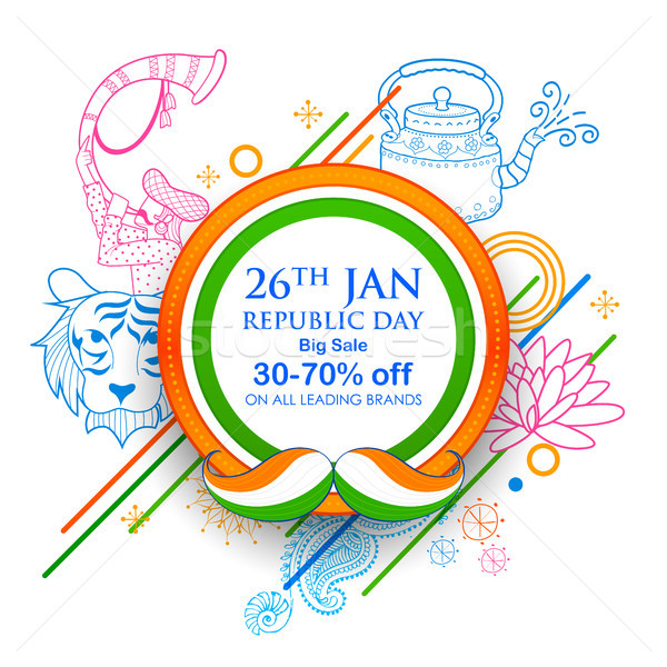 Indian background with tricolor for 26th January Happy Republic Day of India Sale and Promotion Adve Stock photo © vectomart