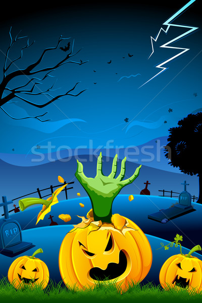 Hand coming out of Pumpkin Stock photo © vectomart