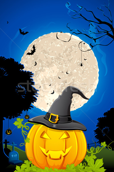 Illustration Kürbis Halloween Nacht Blatt Stock foto © vectomart