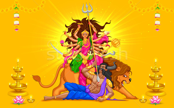 Happy Dussehra with goddess Durga Stock photo © vectomart