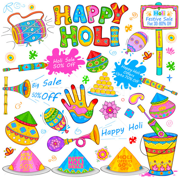 Holi element in Indian kitsch style Stock photo © vectomart