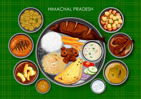 Traditional Himachali cuisine and food meal thali of Himachal Pradesh India Stock photo © vectomart