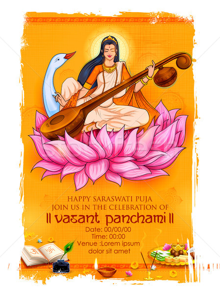 Goddess of Wisdom Saraswati for Vasant Panchami India festival background Stock photo © vectomart