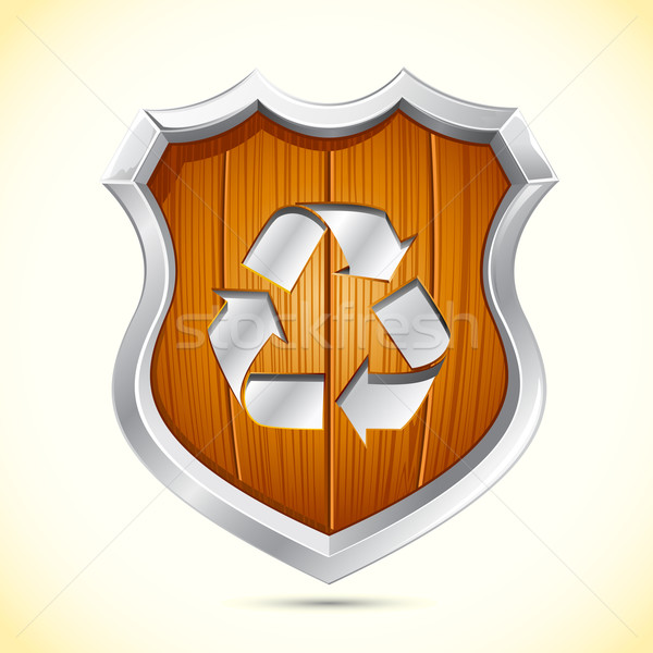 Wooden Shield for Recycle Stock photo © vectomart