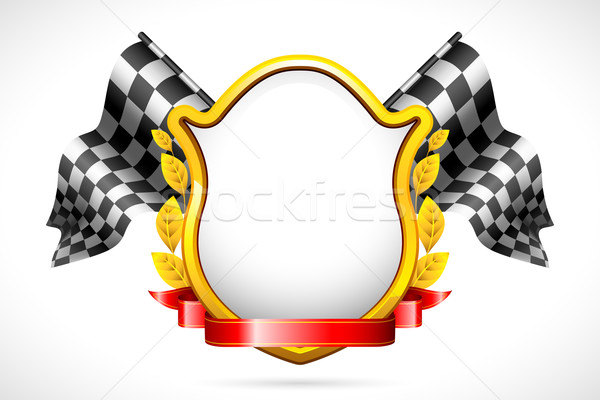 Foto stock: Carreras · bandera · escudo · ilustración · laurel · hoja