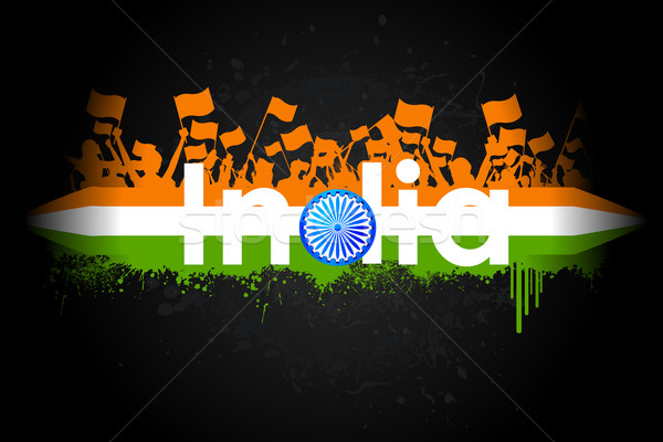 Foto stock: Indiano · ilustração · cidadão · bandeira · tricolor