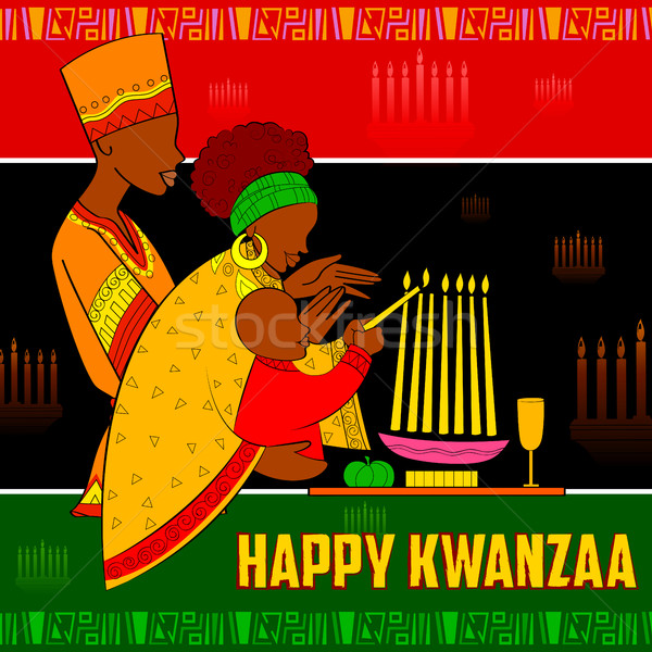 Stock photo: Happy Kwanzaa greetings for celebration of African American holiday festival  harvest