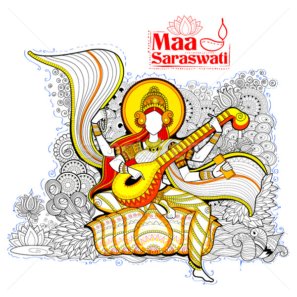 Goddess of Wisdom Saraswati for Vasant Panchami India festival background Stock photo © vectomart