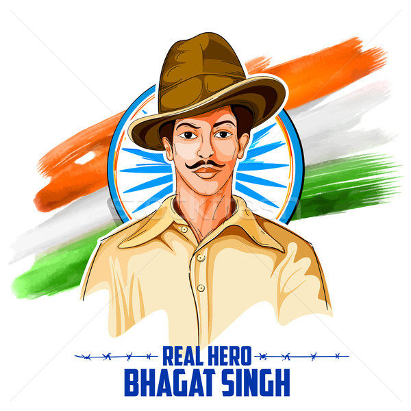 Tricolor India background with Nation Hero and Freedom Fighter Bhagat Singh for Independence Day Stock photo © vectomart