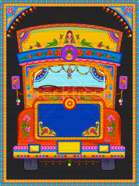 Stockfoto: Kleurrijk · welkom · banner · vrachtwagen · kunst