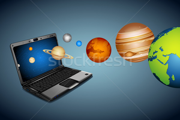 Technische universum illustratie planeten uit notebook Stockfoto © vectomart